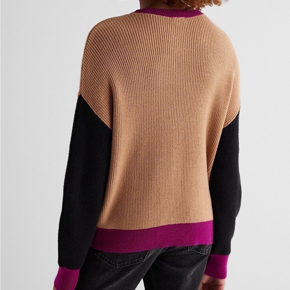 Relaxed Color Block Ribbed Crew Neck Sweater - Picture 5 of 6